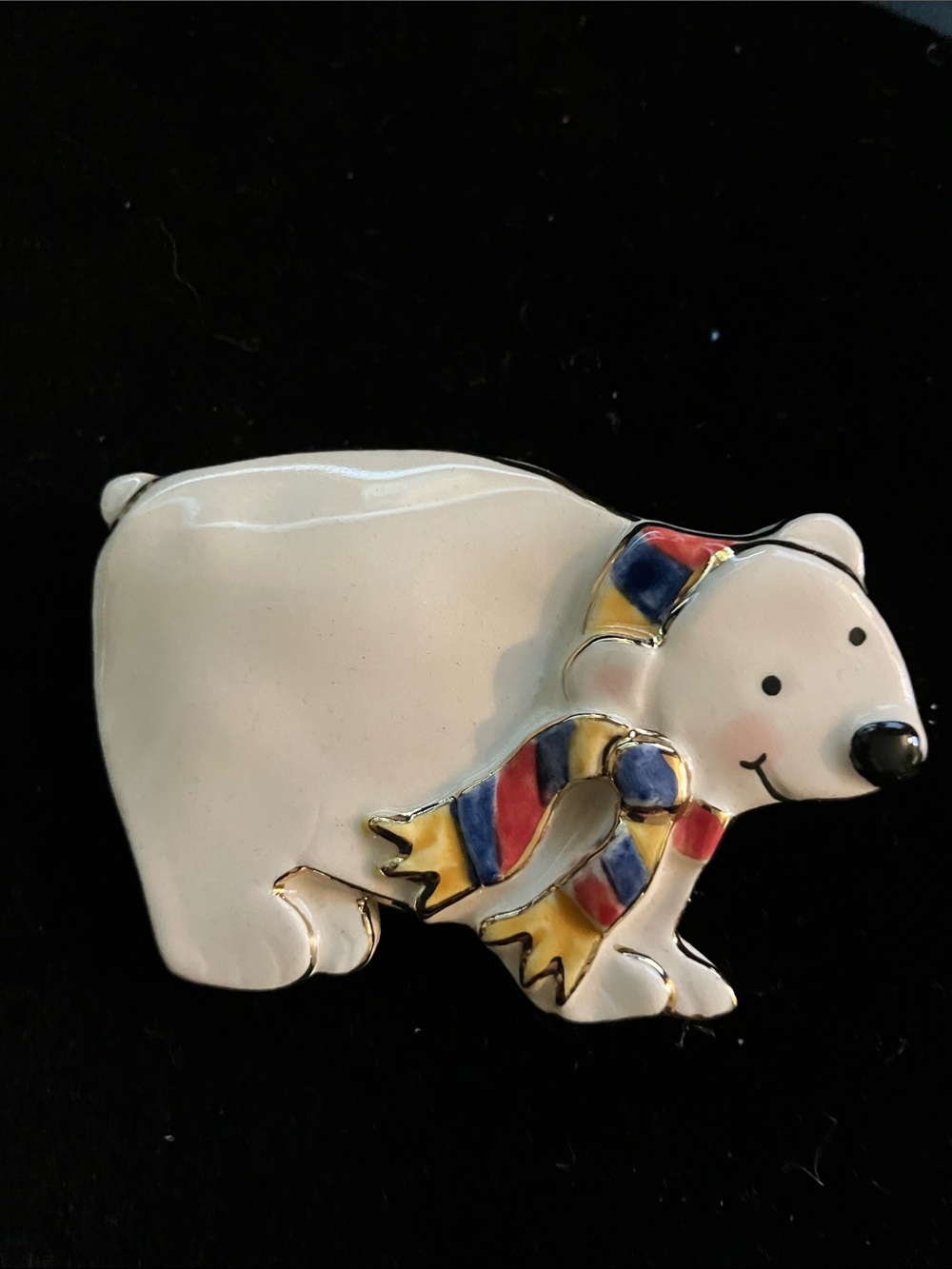 Polar Bear Scarf Pin - Enamel Bear Accessory